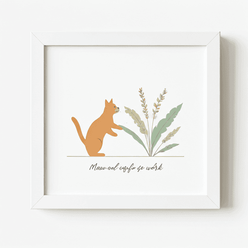 猫と植物のイラスト